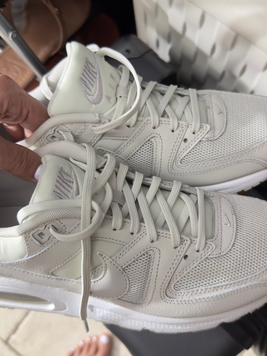 Nike Shoes - Nike Light Gray/Off-White Mesh & Leather Sneakers
